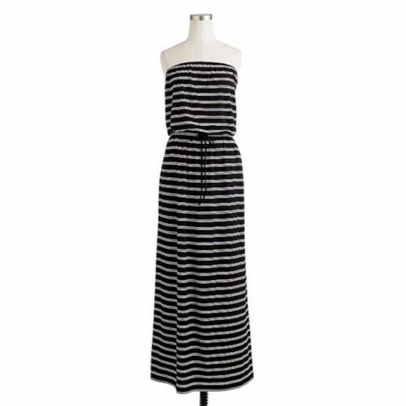 J. Crew Dresses & Skirts - J.Crew Black Stripe Strapless Amie Maxi Dress